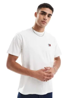 Tommy Jeans Relaxed Badge T-shirt In White For Men Ecru