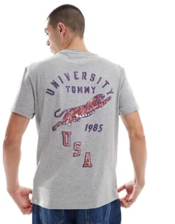 Tommy Jeans University Logo T-shirt In Grey For Men Grey Htr