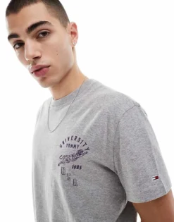 Tommy Jeans University Logo T-shirt In Grey For Men Grey Htr -Tomeans Store 207286379 3