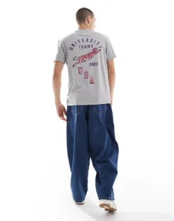 Tommy Jeans University Logo T-shirt In Grey For Men Grey Htr -Tomeans Store 207286379 4