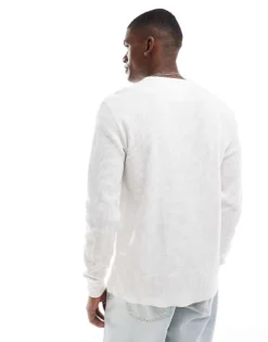 Tommy Jeans Waffle Long Sleeve T-shirt In Off White For Men Ancient White -Tomeans Store 207286389 3