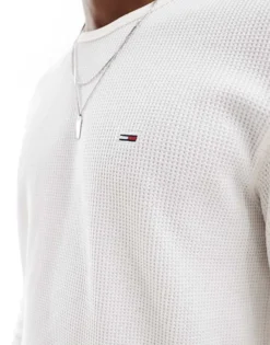 Tommy Jeans Waffle Long Sleeve T-shirt In Off White For Men Ancient White -Tomeans Store 207286389 4