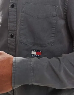 Tommy Jeans Regular Twill Shirts In Washed Black For Men -Tomeans Store 207286456 3