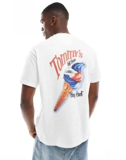 Tommy Jeans Tomy Jeans Icecream Fun Back Print Graphic T-shirt In White For Men Ecru