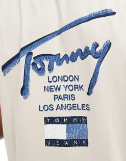 Tommy Jeans Regular Signature Back Print T-shirt In Off White And Blue For Men Newsprint -Tomeans Store 207286510 3