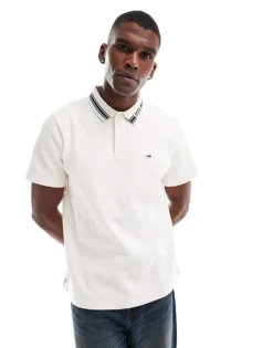 Tommy Jeans Tipped Polo Shirt In Off White For Men Ancient White -Tomeans Store 207286518 1 ancientwhite 1