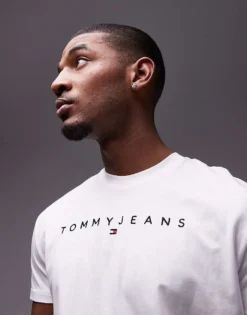 Tommy Jeans Linear Logo T-shirt In White For Men
