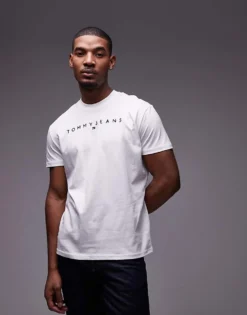 Tommy Jeans Linear Logo T-shirt In White For Men -Tomeans Store 207442712 4