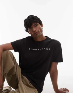 Tommy Jeans Linear Logo T-shirt In Black For Men -Tomeans Store 207442725 4