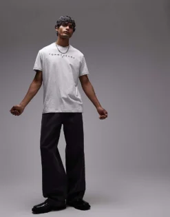 Tommy Jeans Linear Logo T-shirt In Grey For Men -Tomeans Store 207442734 4