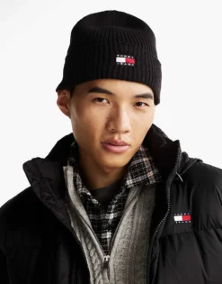Tommy Jeans Heritage Rib-knit Beanie In Black For Men