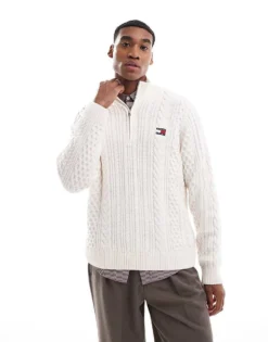 Tommy Jeans Half-zip Jumper With Wool In White For Men -Tomeans Store 207714140 3