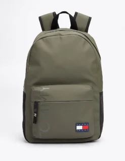 Tommy Jeans Essential Logo Dome Backpack In Olive Green For Men