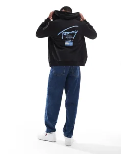 Tommy Jeans Signature Back Logo Zip-thru Hoody In Black For Men -Tomeans Store 207714890 1 black 1