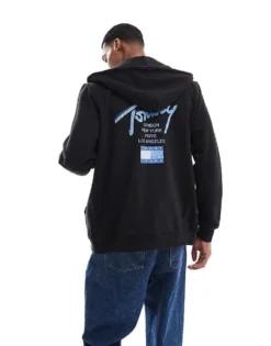 Tommy Jeans Signature Back Logo Zip-thru Hoody In Black For Men -Tomeans Store 207714890 4