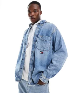 Tommy Jeans Relaxed Fit Distressed Denim Overshirt In Blue For Men -Tomeans Store 207715031 1 blue 1
