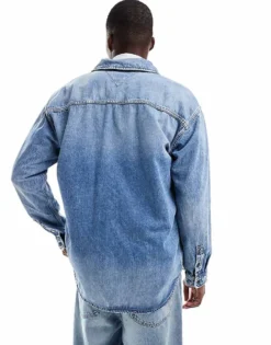Tommy Jeans Relaxed Fit Distressed Denim Overshirt In Blue For Men -Tomeans Store 207715031 2