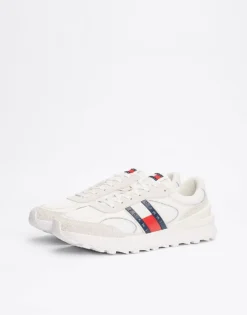 Tommy Jeans Colour-blocked Runner Trainers In White For Men