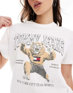 Tommy Jeans Unisex Varsity Tiger T-shirt In Off White For Unisex Ecru -Tomeans Store 207750816 3