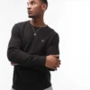 Tommy Jeans Waffle Long Sleeve Top In Black For Men