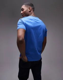 Tommy Jeans Slim Essential Flag T-shirt In Bright Blue For Men Tempo Blue -Tomeans Store 207794735 4