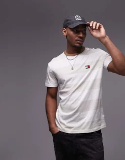 Tommy Jeans Stripe T-shirt In Off White For Men Newsprint / Ecru -Tomeans Store 207794831 1 newsprintecru 1