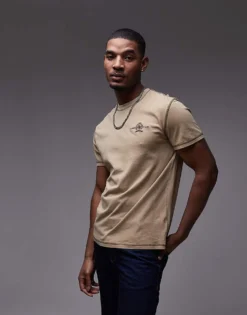 Tommy Jeans Crest Logo T-shirt In Tan For Men Relic Tan