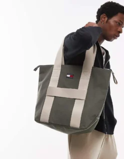 Tommy Jeans Retro Tote Bag In Green For Men Pewter Green -Tomeans Store 207794836 1 pewtergreen 1