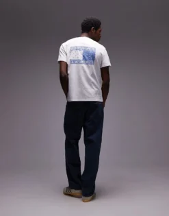 Tommy Jeans Paisley Flag Backprint T-shirt In White And Blue For Men Ecru -Tomeans Store 207794858 1 ecru 1