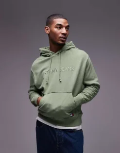 Tommy Jeans Tonal Logo Hoodie In Washed Green For Men Aruba Green -Tomeans Store 207794865 1 arubagreen 1