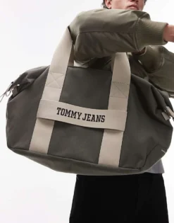 Tommy Jeans Retro Duffle Bag In Green For Men Pewter Green
