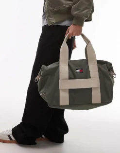 Tommy Jeans Retro Duffle Bag In Green For Men Pewter Green -Tomeans Store 207794916 3