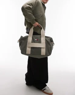 Tommy Jeans Retro Duffle Bag In Green For Men Pewter Green -Tomeans Store 207794916 4