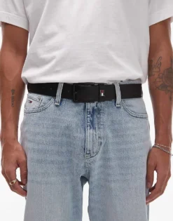 Tommy Jeans Elevated Flag Logo Leather 3.5 Belt In Black For Men -Tomeans Store 207795025 1 black 1