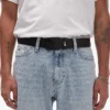 Tommy Jeans Elevated Flag Logo Leather 3.5 Belt In Black For Men