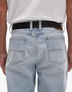 Tommy Jeans Elevated Flag Logo Leather 3.5 Belt In Black For Men -Tomeans Store 207795025 3