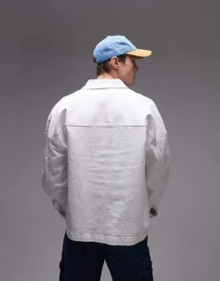 Tommy Jeans Chore Denim Jacket In White For Men Denim White -Tomeans Store 207795451 3