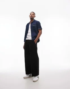 Tommy Jeans Bowling Shirt In Navy For Men Dark Night Navy -Tomeans Store 207795514 3