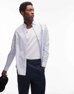 Tommy Jeans Regular Linen Shirt In Blue For Men Sweet Blue -Tomeans Store 207795839 1 sweetblue 1