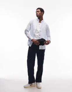 Tommy Jeans Regular Linen Shirt In Blue For Men Sweet Blue -Tomeans Store 207795839 3