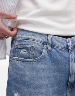 Tommy Jeans Isaac Crest Pocket Relaxed Denim Jorts In Light Wash For Men Denim Light -Tomeans Store 207795913 5