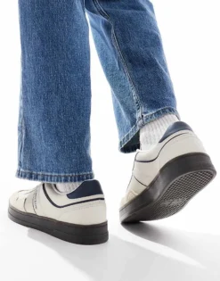 Tommy Jeans Greenwich Trainers In Off White And Blue For Men Newsprint -Tomeans Store 207795934 3