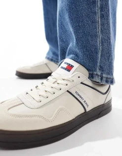 Tommy Jeans Greenwich Trainers In Off White And Blue For Men Newsprint -Tomeans Store 207795934 4