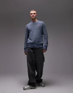 Tommy Jeans Badge Logo Knitted Sweater In Navy For Men Dark Night Navy -Tomeans Store 207796261 2