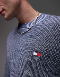 Tommy Jeans Badge Logo Knitted Sweater In Navy For Men Dark Night Navy -Tomeans Store 207796261 4