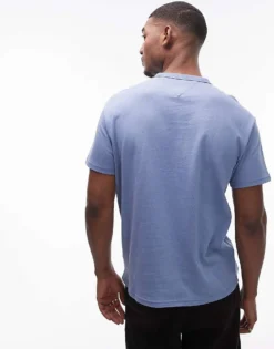 Tommy Jeans Small Linear Logo T-shirt In Light Blue For Men Colorado Blue -Tomeans Store 207796309 4