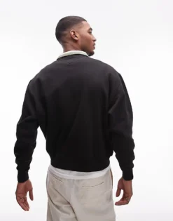 Tommy Jeans Linear Logo Half Zip Sweatshirt In Black For Men -Tomeans Store 207796405 4