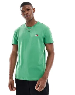 Tommy Jeans Tommy Badge Crew Neck T-shirt In Bright Green For Men