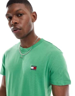 Tommy Jeans Tommy Badge Crew Neck T-shirt In Bright Green For Men -Tomeans Store 208068401 4