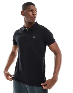Tommy Jeans Slim Placket Polo In Black For Men -Tomeans Store 208068436 4